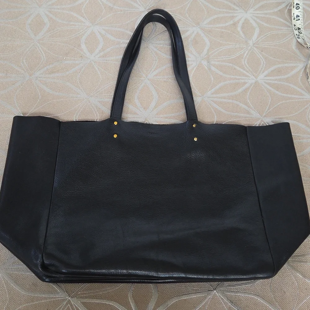 Baggu Oversized Black Leather Tote Bag!
